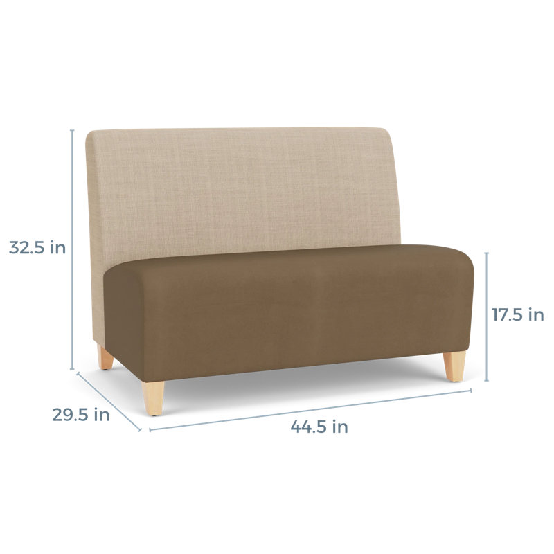 Causeuse sans accoudoirs Ravenna, Chambray calcaire / Patriot Plus taupe, Bois naturel