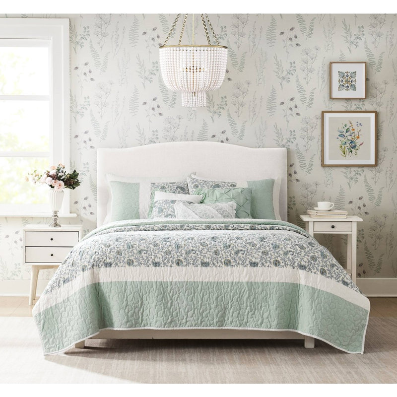 Literie en coton, double / grand, 6 pièces, réversible avec coussins double / grand, courtepointe, décoratif, Turquoise