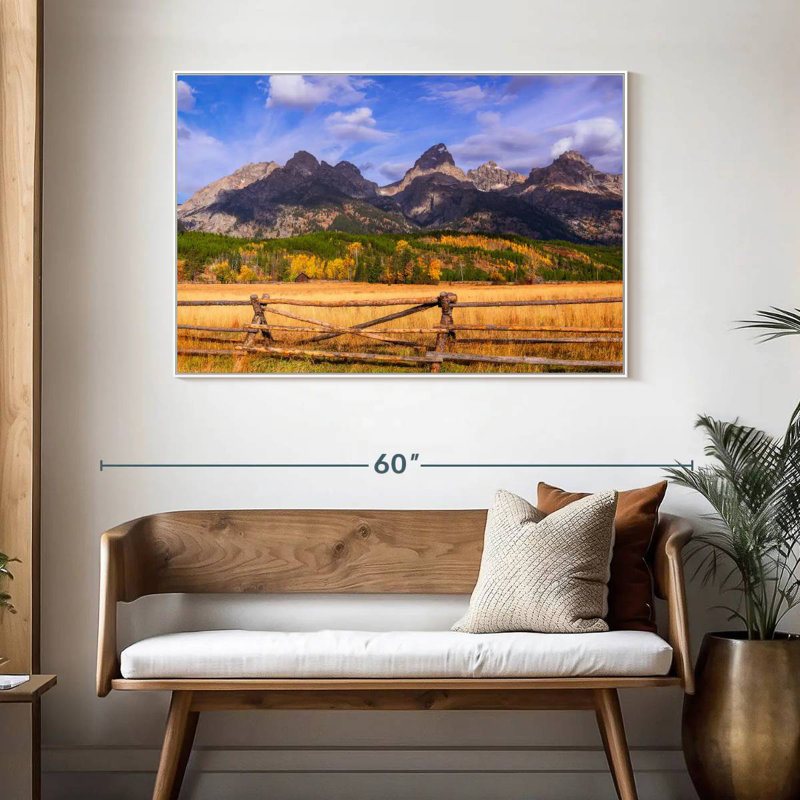 Paysage de Grand Teton, 46 po x 31 po, Cadre flottant blanc