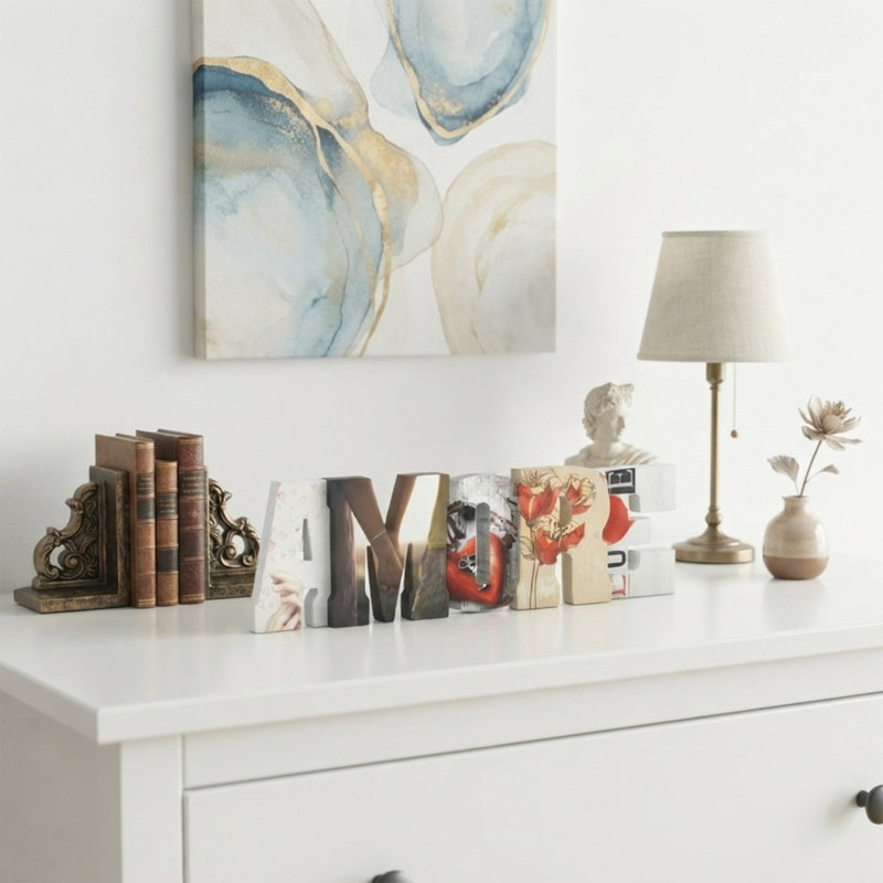 Hosley 16 Inch Long AMORE Wall Art Table Decor. Can be used as a decorative centerpiece in your living Dining room. O9