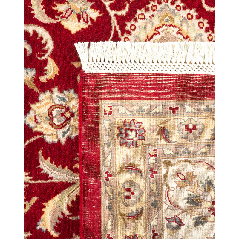Tapis unique rouge / beige / ivoire noué à la main 9 pi 3 po x 11 pi 10 po Hayner