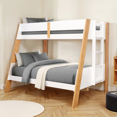 Contemporary Style Bunk Bed With Ladder And Side Rails
