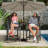Set of 2 Adirondack Bar Height Chairs HDPE Outdoor Patio Chairs with Footrest and Removable Tray for Deck Garden Fire Pit-1448191122