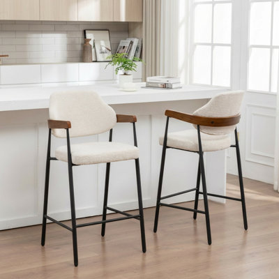 Devane Upholstered Counter Stool With Armrest