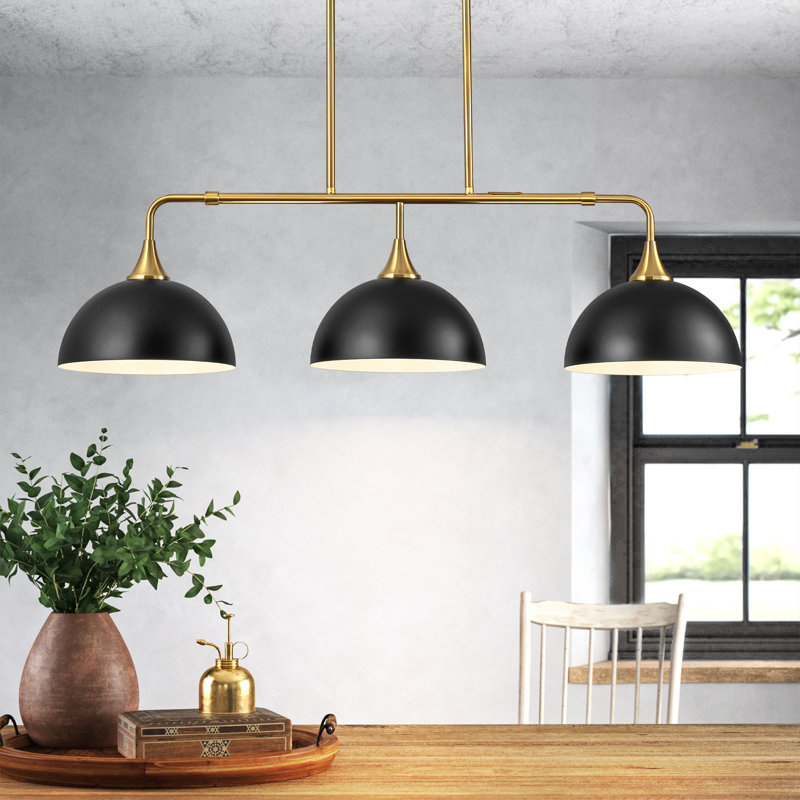 Luminaire suspendu pour îlot de cuisine à 3 lumières à intensité variable Dome, Noir