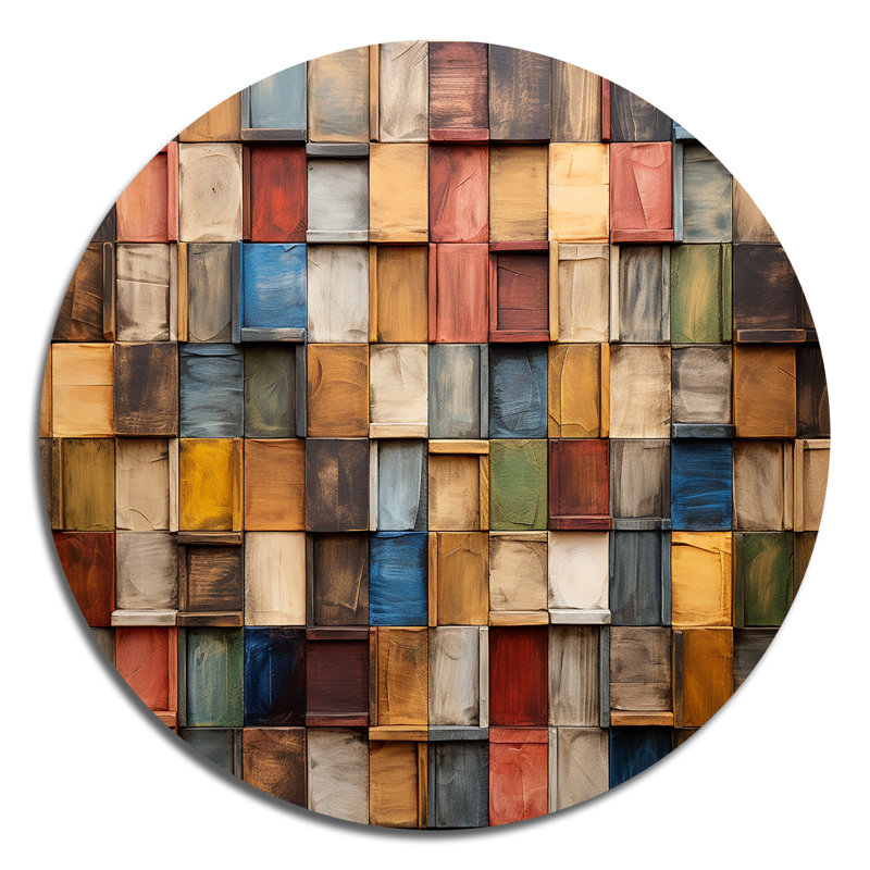 Cortny - Art géométrique rond en métal, H 16 po x l 16 po