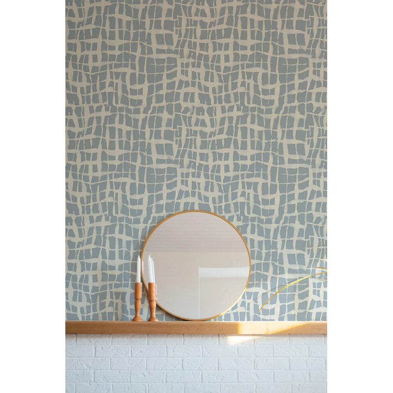 Net - Wallpaper, Pale Mineral Blue Reverse, Peel & Stick, Self-Adhesive