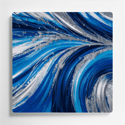«Lyrical Abstraction 88», art mural en métal bleu