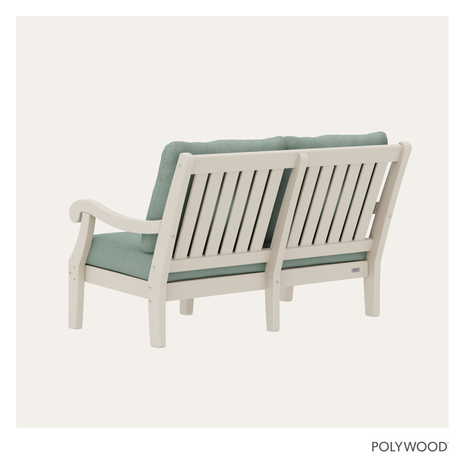 POLYWOOD® Verlyn 49" Patio Loveseat, Glacier Spa Cushion/Sand Frame