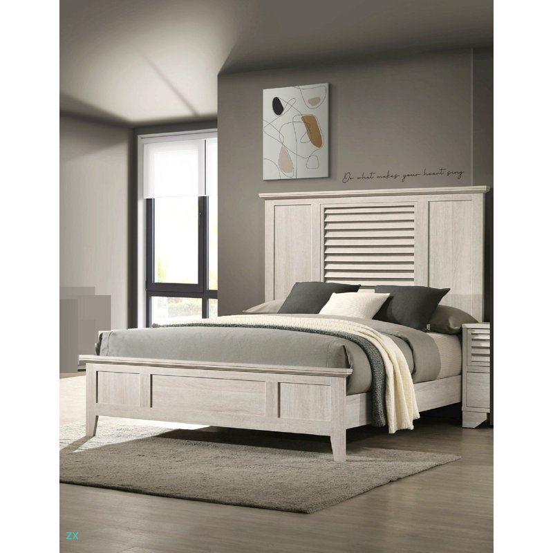 Tête de lit à persiennes de style contemporain de 1 lit très grand au fini bois, Très grand lit