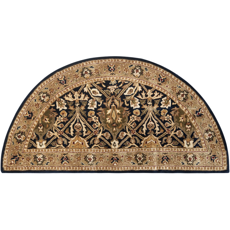 Evie New Zealand Wool Oriental Rug, Half Circle 2' x 4'