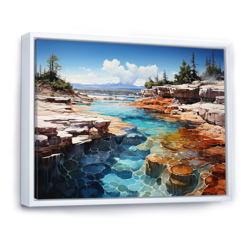 Beric Geyser Hot Springs Bath III - Imprimé, H 12 po x l 20 po x P 1 po, Cadre flottant blanc