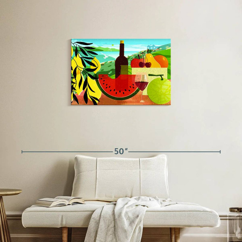 Yarlin, fruits et vin, H 20 po x l 30 po
