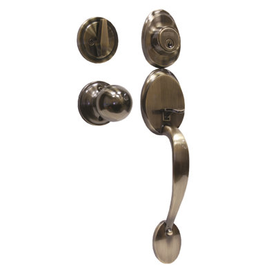 Jeu poignées avec verrou et bouton de porte à cylindre simple et rosette