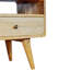 Meuble télé multifonctionnel avec pieds en bois et grands tiroirs de rangement