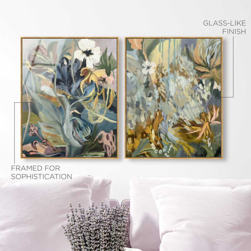 Moss Overlap Set Set by Oliver Gal, 92"H x 74"W, Gold Floater Frame