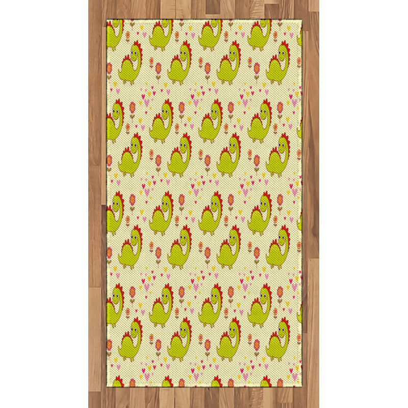 Tapis décoratif en fibre de polyester à haute densité Dinosaur, Rectangle 2 pi 7 po x 5 pi