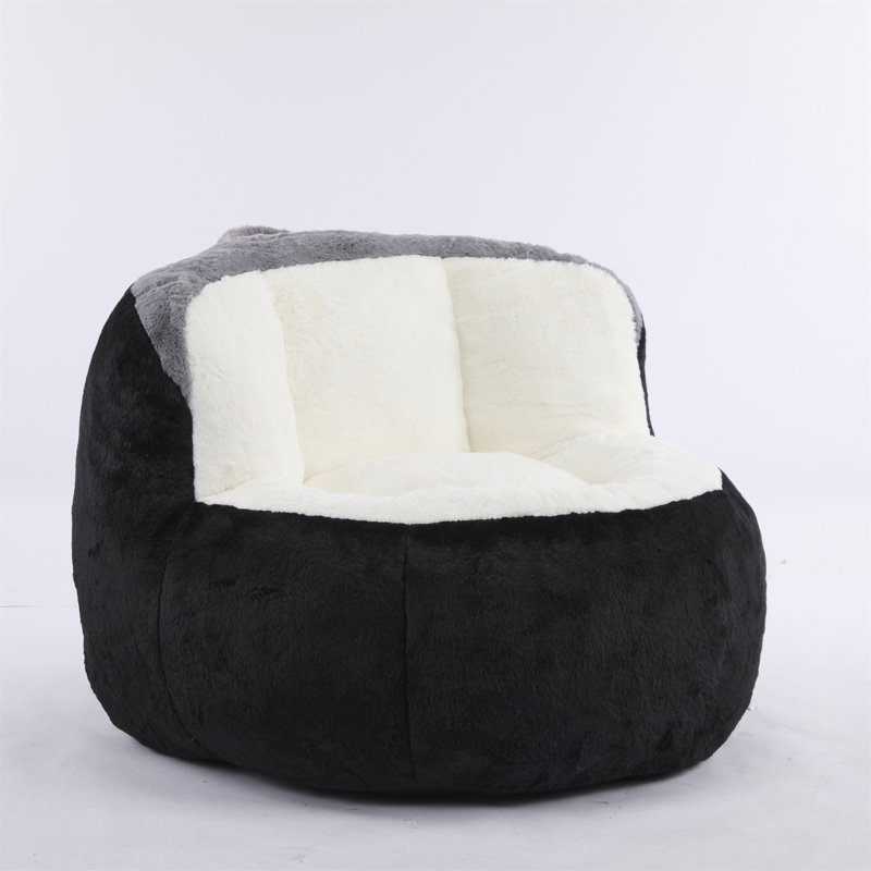 Oversized Bean Bag Chairs, Black/White Faux Fur