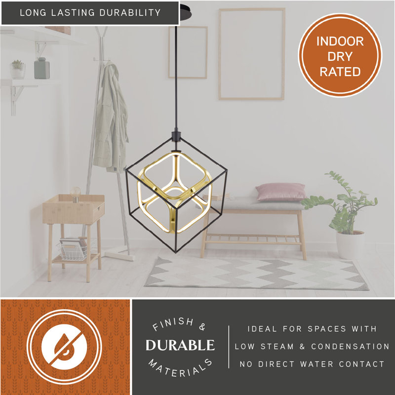 Janaijah 1L Integrated LED Geometric Matte Black And Gold Contemporary Pendant Light