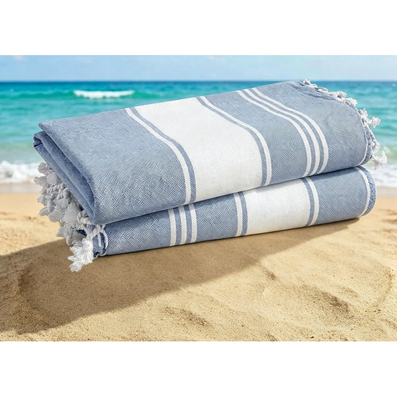 Cotton Blend Beach Towel, Forever Blue