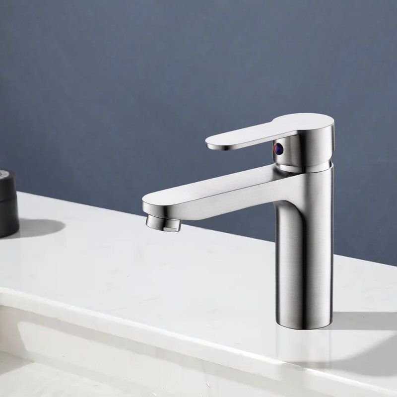 Robinet de lavabo de salle de bain à poignée simple et simple en nickel brossé Topcraft, Nickel brossé