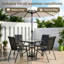 Ensemble de salle à manger d'extérieur Melisa 5 pièces, comprenant une table de 76 x 76 cm et 4 chaises empilables en polyester enduit de PVC, table et chaises en métal pour terrasse, pelouse, jardin, bord de piscine, cour (parasol non inclus)-109050404