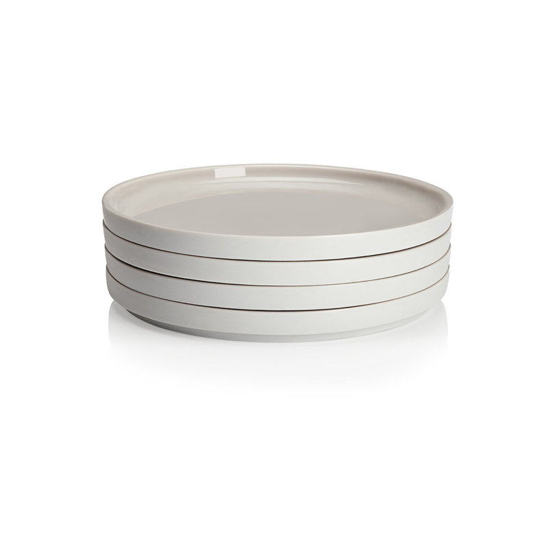 Gray Porcelain Microwave-Safe Dinner Plates Set of 4