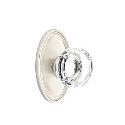 Ensemble de mortaise intérieure Emtek avec rosette ovale et bouton de verre Lowell (LH)