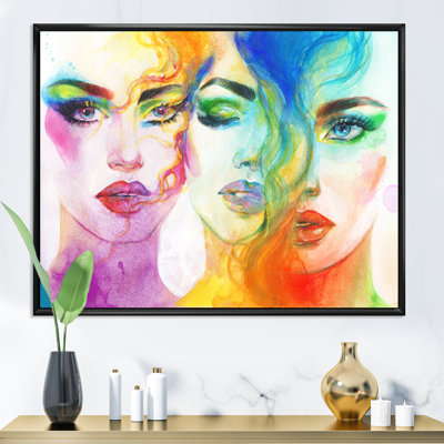«Tripple Vibrant And Colorful faces - Glam, art mural sur toile