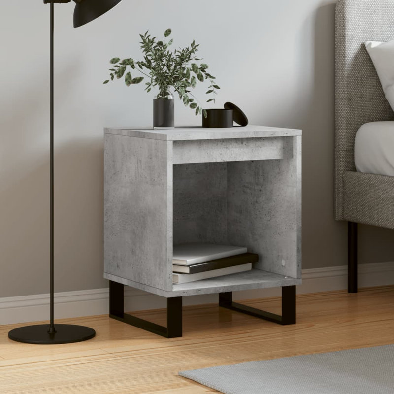 Cromartie Metal Bedside Table, Concrete Grey, Set of 2