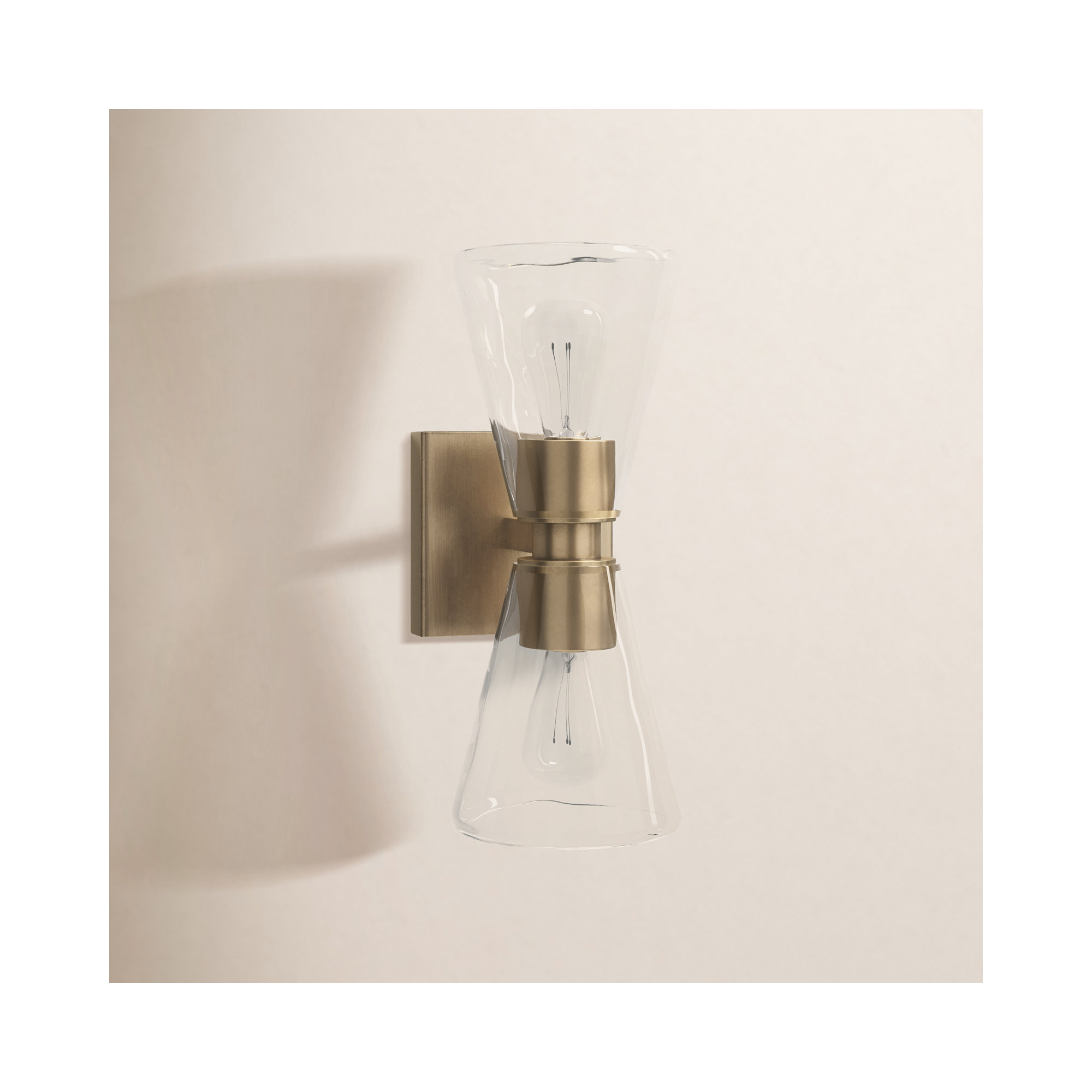 2 Light Glass Dimmable Armed Sconce