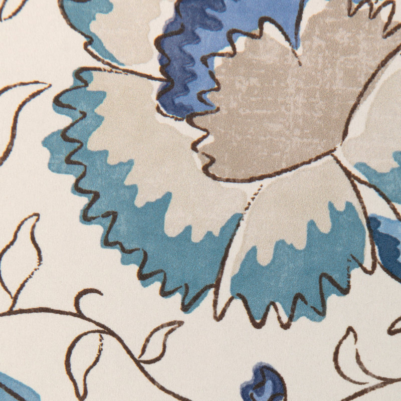 La Menagerie Riviere Floral Wood Pulp Blend Pretrimmed Roll, Sky