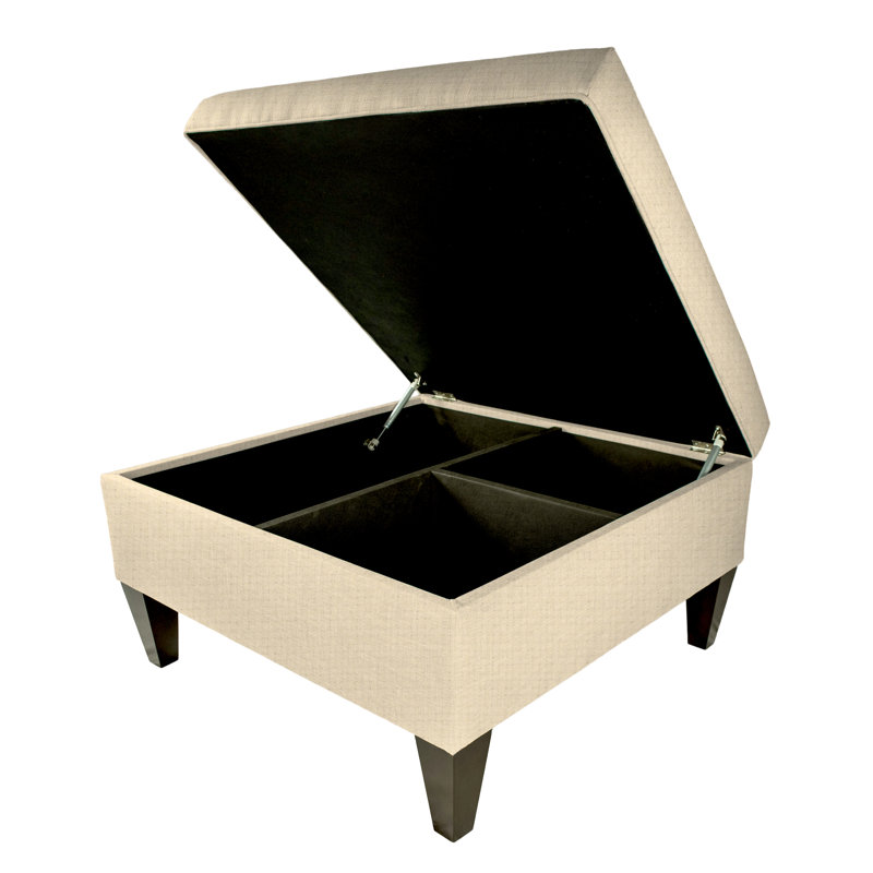 Gamino Upholstered Ottoman, Beige Polyester