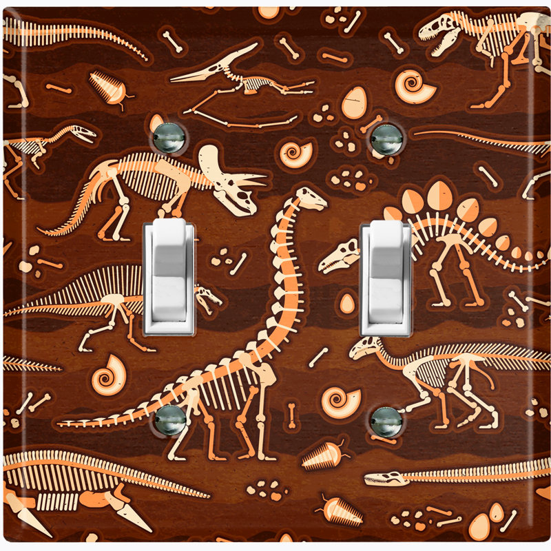 Plaque murale d'interrupteur à bascule Dinosaur Fossils Earth 2-Gang