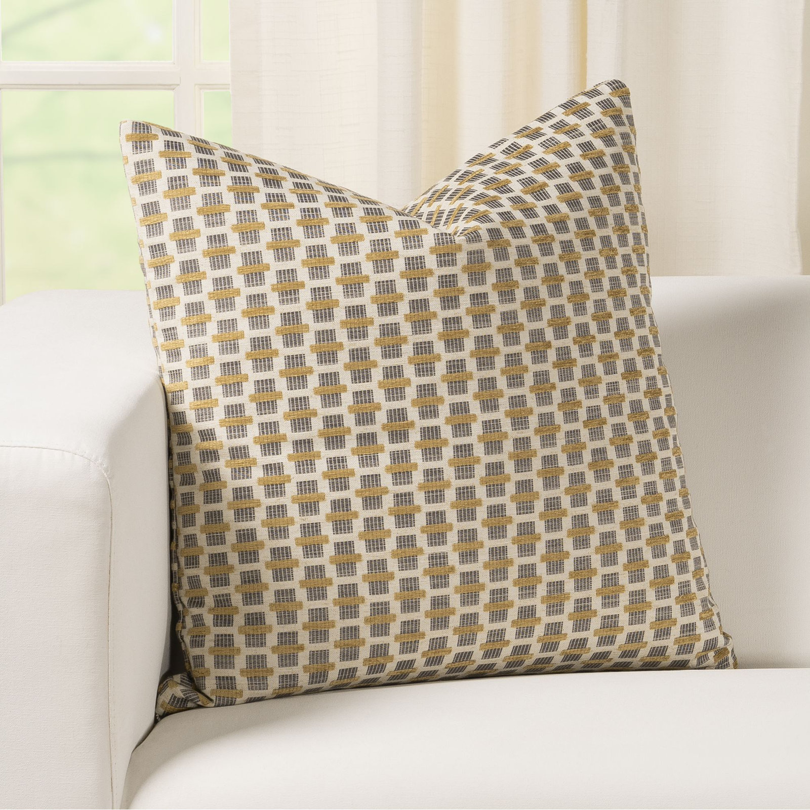 Hansah Pillow, Amber Geometric 2, Feather, Square 26"