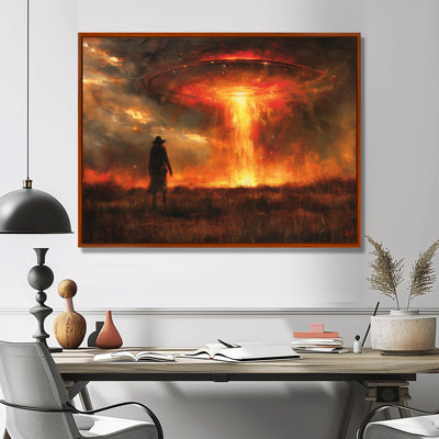 «Red Alien Alien Encounter Ufos In Autumn - Ufos», reproduction d'art murale