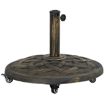 Base de parasol ronde avec roulettes, porte-parapluies en résine bronze