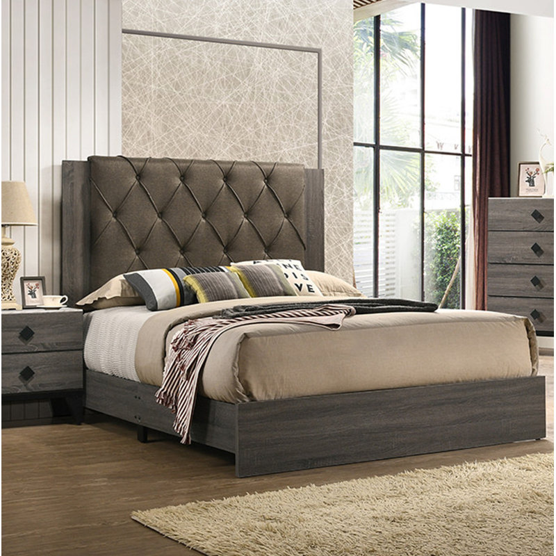 Maxie Upholstered Standard Bed, King, Gray