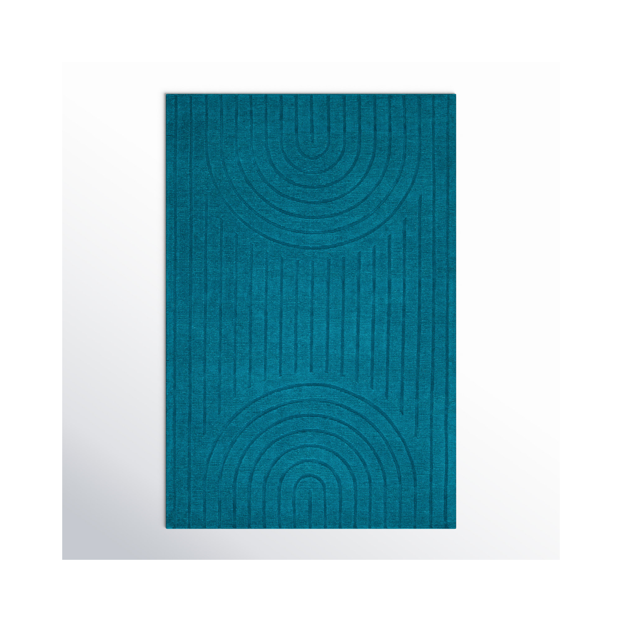Quintessa Handmade Wool Blue Rug, Rectangle 2' x 3'