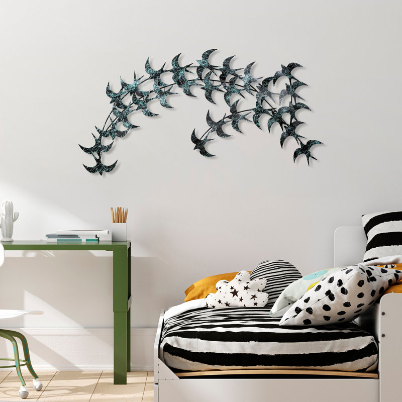 Handmade Decorative Metal Wall Accessory, 29.5 x 53.5 inches | 100% Metal, Thickness: 0.06 inches | Unique Hand-Painted Blue & Black Design, Perfect for Modern Home Decor | Easy Wall Mounting, Stylish and Durable