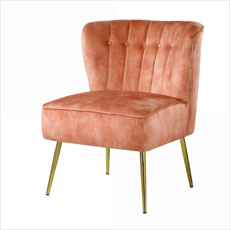 Accent Chair Living Room Single Seating rich orange Velvet Tufted Wingback Compact Functional Size