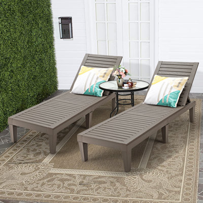 Patiojoy 2pcs Patio Lounge Chair Chaise Recliner Adjustable Backrest Outdoor&indoor Black