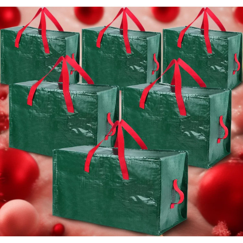 Heavy Duty Christmas Storage Bags - 6-Pack Extra Large Ornament Containers With Zippers, Durable Moving & Decoration Organizer Bags In Multiple Sizes
