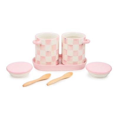 Rosy Check Farmhouse Canisters