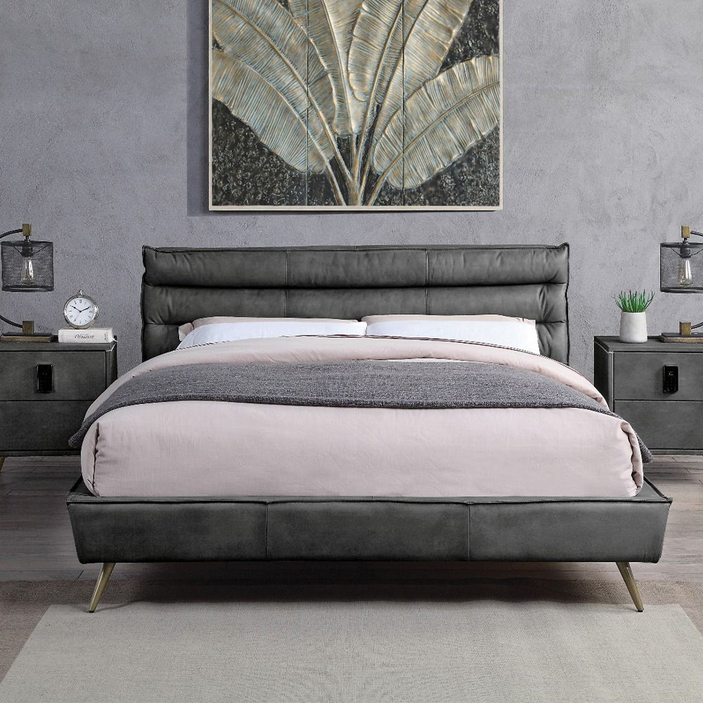 Simple Relax Top Grain Leather Queen Bed | Wayfair