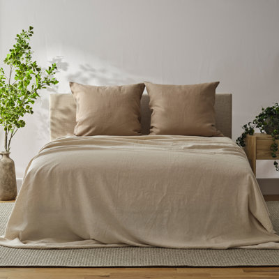 Taie décorative 100% lin français - 26 x 26 - fauve
