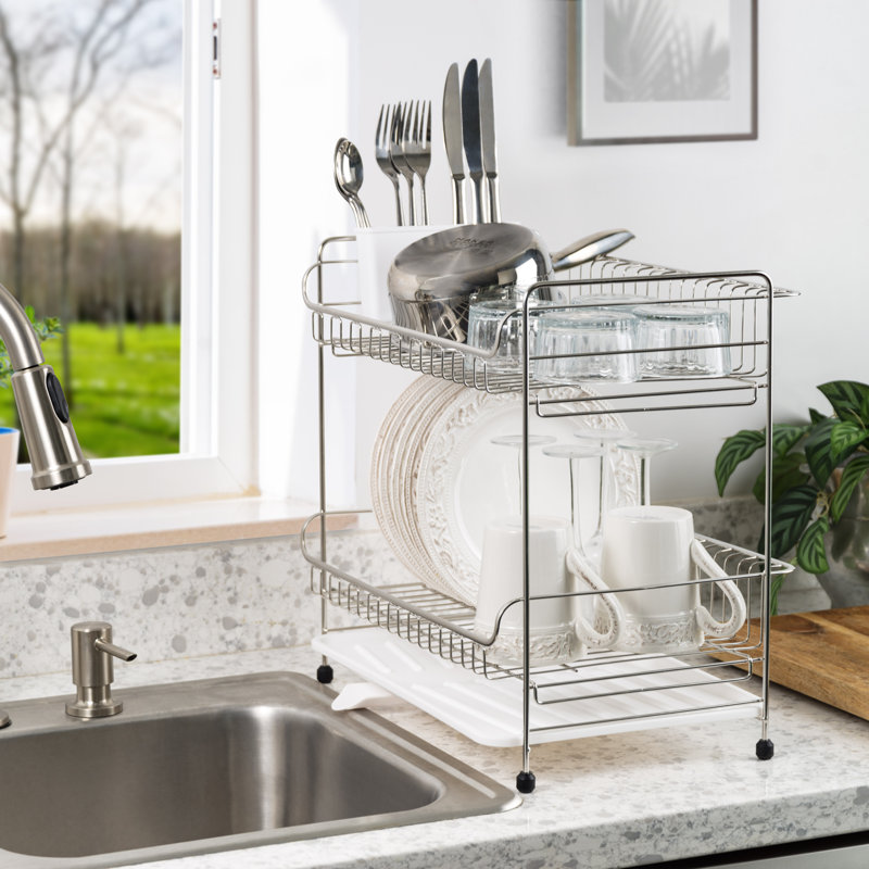 IRIS USA, Stainless Steel 2-Tier Medium-Sized Dish Rack