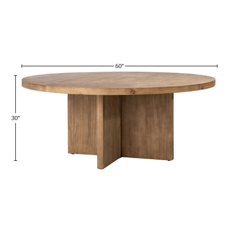 Harley Pine Solid Wood Pedestal Dining Table, 30'' H x 60" W x 60" L
