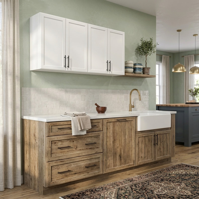 Armoire murale flottante blanche de 48 po de largeur, armoire de rangement murale en bois pour la salle de lavage et la cuisine