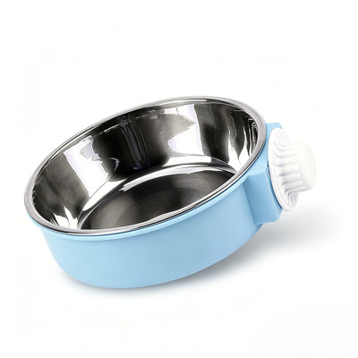 Crate Dog Bowl, Removable Stainless Steel Hanging Pet Kennel Cage Bowl Food & Water Feeder Coop Cup For Puppy, Cat, Rabbit, Guinea Pigs Ferret Bird (1 Pcs, Size: L, Blue)